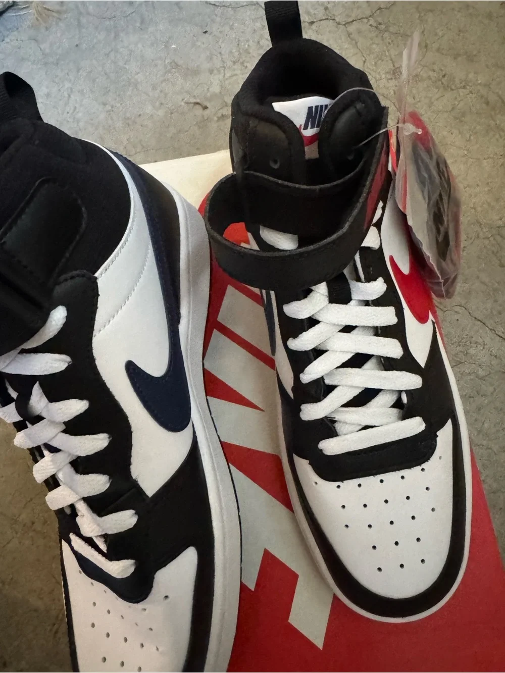 Nike Black White and Red High-Top Sneakers